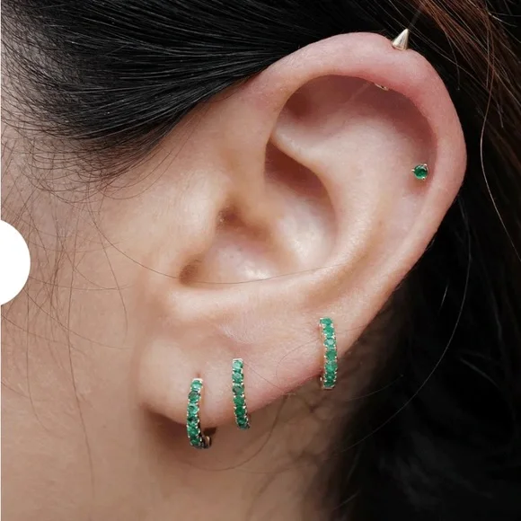 Porter Lyons Emerald Hoop Earring - Picture 2 of 3